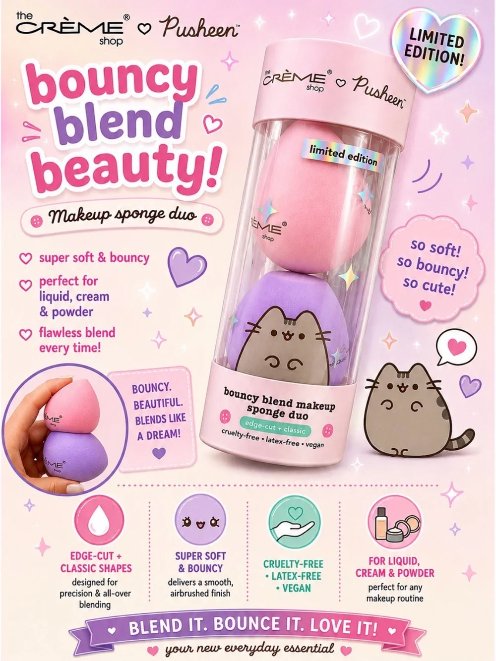 The Crème Shop x Pusheen Bouncy Blend Makeup Sponge Duo - Limited Edition